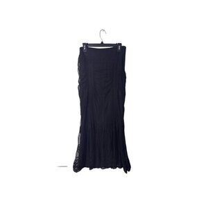 Black Background Womens Long Sheer Layered Skirt Made In Italy Size S